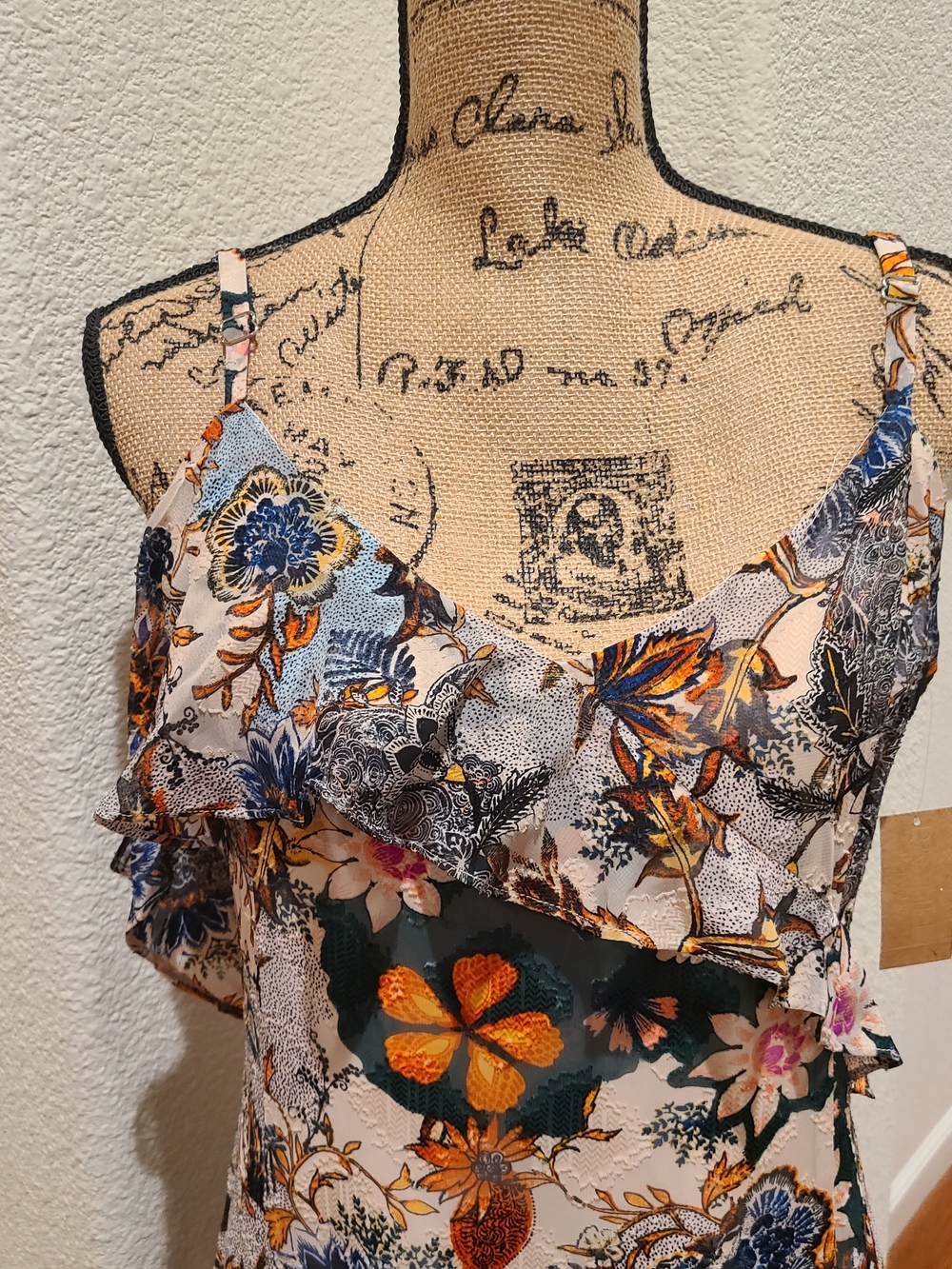 RACHEL Rachel Roy Floral Maxi Dress in Blue, Orange & Cream - Picture 2 of 6